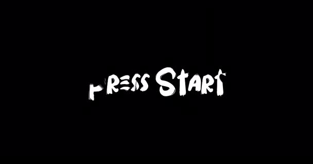 Trykk Start Grunge Overgangseffekt Typografi Tekst Animasjon Svart Bakgrunn – stockvideo