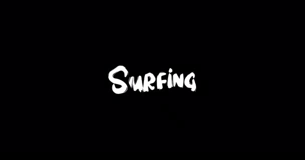 Surfing Grunge Transition Effect Typography Text Animation Black Background — Stock Video