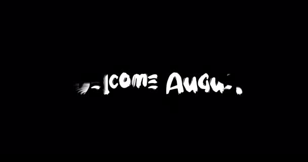 Welcome August Effect Grunge Transition Typography Textová Animace Černém Pozadí — Stock video