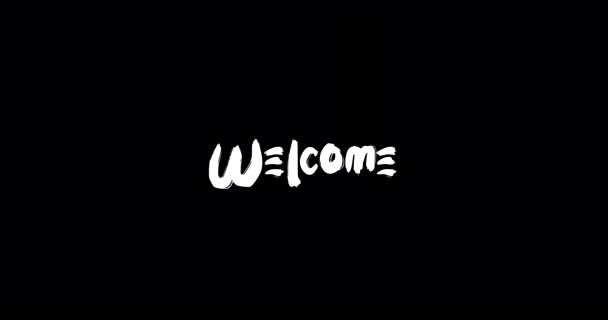 Welkom Effect Van Grunge Transitie Typografie Tekst Animatie Zwarte Achtergrond — Stockvideo