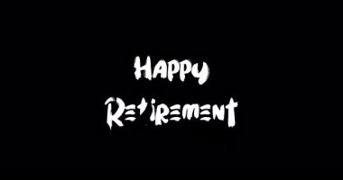 Grunge Geçiş Karakterinin Mutlu Emeklilik Efektleri Siyah Arkaplan Üzerine Metin Animasyonu 