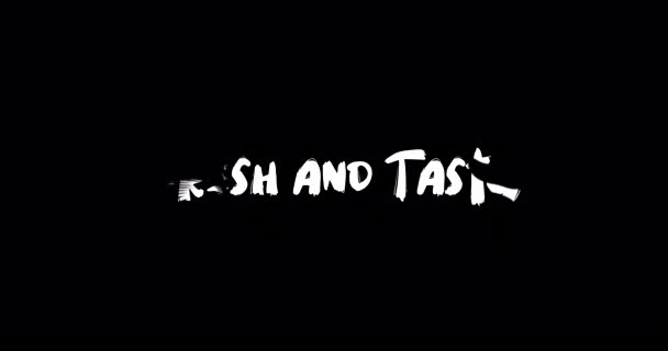 Fris Smakelijk Effect Van Grunge Transition Typografie Tekst Animatie Zwarte — Stockvideo