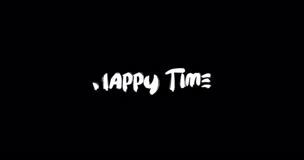Happy Time Effect Grunge Transition Typography Animação Texto Fundo Preto — Vídeo de Stock
