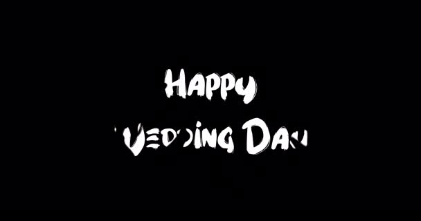 Happy Wedding Day Effect Grunge Transition Typography Textová Animace Černém — Stock video