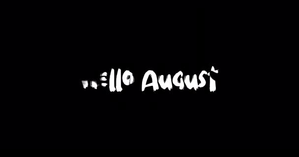 Hello August Effect Grunge Transition Typography Text Animation Black Background — Stock Video