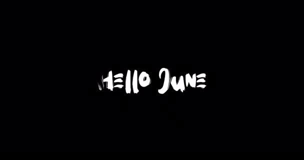 Hello June Effect Grunge Transition Typography Text Animation Black Background — Stock Video