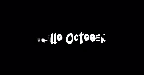 Hello October Effect Grunge Transition Typography Text Animation Black Background — Stock Video