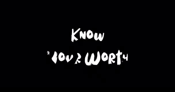 Know Your Worth Effect Grunge Transition Typography Text Animation Black — Stock Video