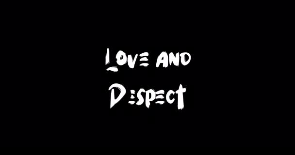 Love Respect Effect Grunge Transition Typografia Tekstu Animacja Czarnym Tle — Wideo stockowe