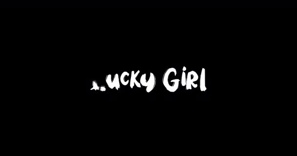 Lucky Girl Effect Grunge Transition Typografi Text Animation Svart Bakgrund — Stockvideo