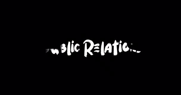 Public Relations Effect Grunge Transition Typografia Tekstu Animacja Tekstowa Czarnym — Wideo stockowe