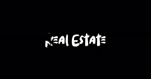 Efecto Inmobiliario Transición Grunge Tipografía Texto Animación Sobre Fondo Negro — Vídeos de Stock