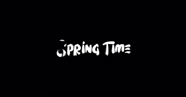 Spring Time Effect Grunge Átmeneti Tipográfia Szöveg Animáció Fekete Háttér — Stock videók