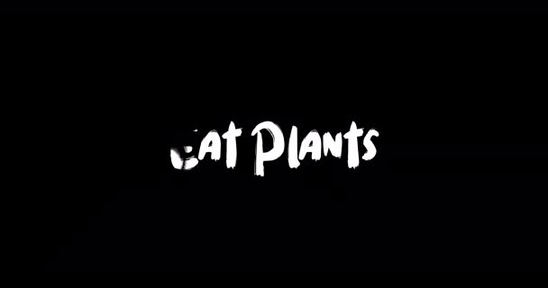 Eat Plants Effekt Des Grunge Übergangs Typografie Textanimation Auf Schwarzem — Stockvideo