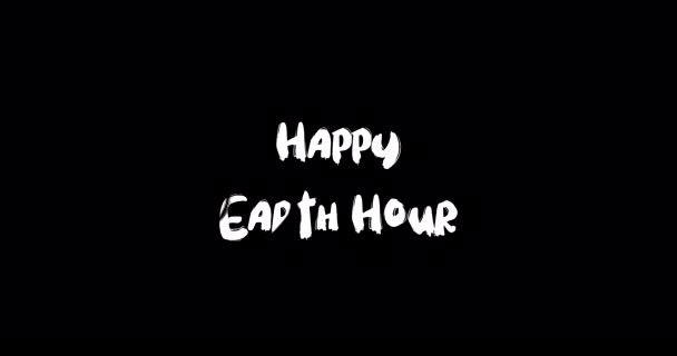 Happy Earth Hour Grunge Transition Effect Typography Textová Animace Černém — Stock video