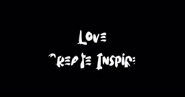 Love Create Inspire Grunge Efecto Transición Tipografía Animación Texto Sobre — Vídeo de stock