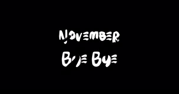 November Bye Bye Grunge Transition Effect Typography Textová Animace Černém — Stock video