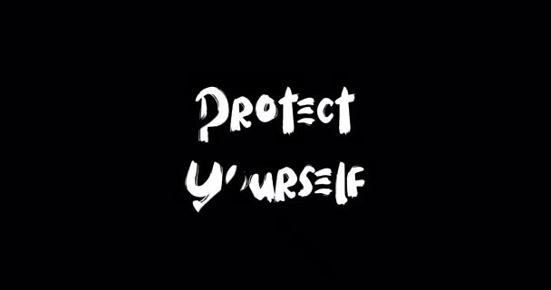 Protect You Ourself Grunge Transition Effect Typography Textová Animace Černém — Stock video