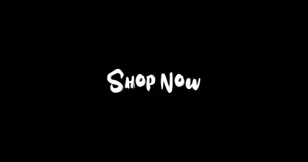Shop Now Grunge Transition Effect Typography Κείμενο Animation Μαύρο Φόντο — Αρχείο Βίντεο