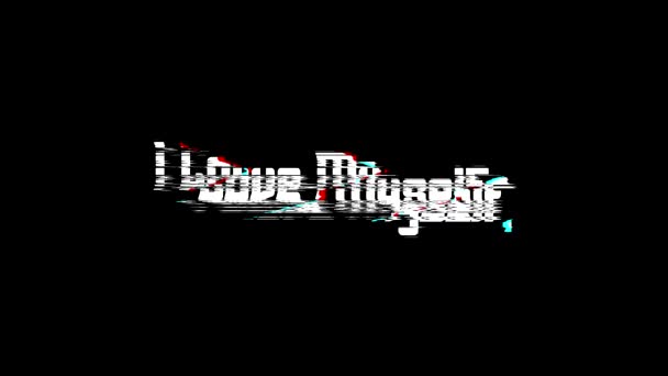 Love Myself Digital Glitch Text Effect Black Background Love — стоковое видео