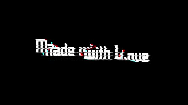 Made Love Digital Glitch Text Effect Μαύρο Φόντο — Αρχείο Βίντεο