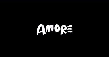 Amore Love Grote Grunge Geçiş Efekti Siyah Arkaplan Üzerine Metin Tipografi Animasyonu 