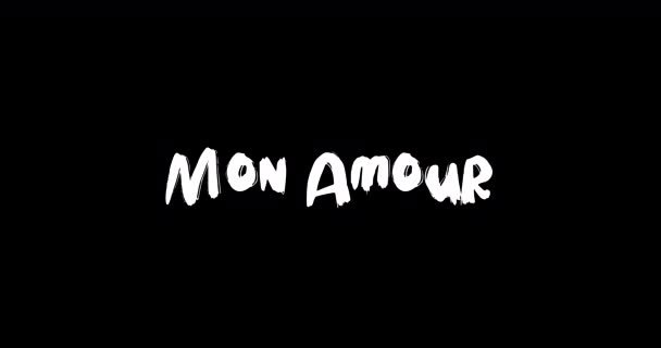 Mon Amour Love Grote Grunge Geçiş Efekti Metin Tipografisi Siyah — Stok video