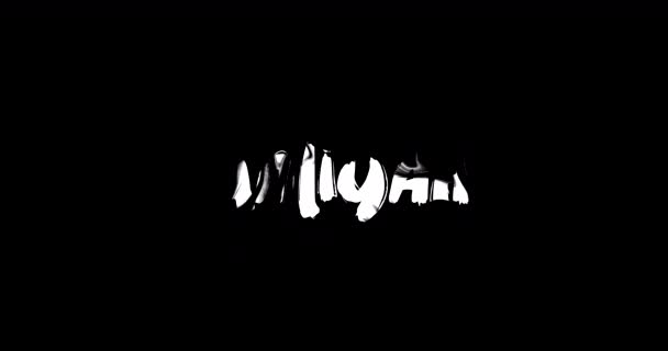 Aaliyah妇女姓名在Grunge消解动画粗体文字字体在黑色背景下的过渡效果 — 图库视频影像
