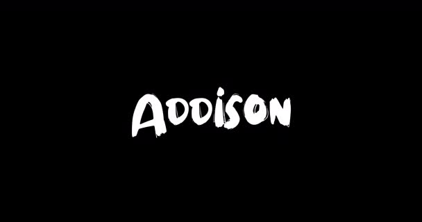 Addison Frauenname Grunge Löst Übergangseffekt Animierter Fetter Text Typografie Auf — Stockvideo