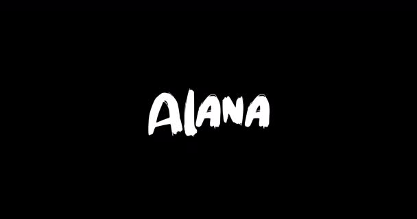 Grunge中Alana妇女的名字消解了动画粗体文字字体在黑色背景下的转换效果 — 图库视频影像