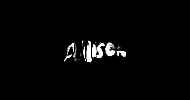 Grunge中的艾莉森妇女名字消解了动画粗体文字字体在黑色背景下的转换效果 — 图库视频影像