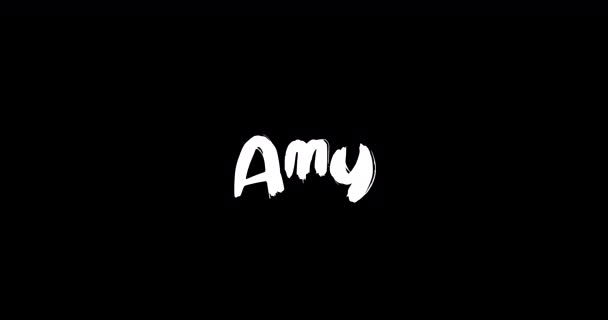 Grunge Amy Kadın Adı Siyah Arkaplan Üzerine Cüretkar Metin Tipografisinin — Stok video