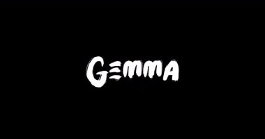 Grunge 'daki Gemma Kadın Adı Siyah Arkaplan' daki Cüretkar Metin Tipografisinin Geçiş Efektini Çözdü 