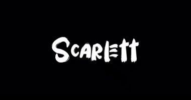 Siyah Arkaplan Üzerine Cesur Metin Animasyonunun Dijital Grunge Geçiş Efektinde Scarlett Kadın Adı 