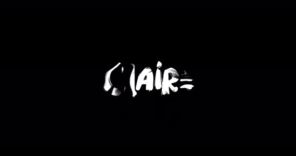 Grunge中Claire妇女的名字消解了动画粗体文字字体对黑人背景的转换效果 — 图库视频影像
