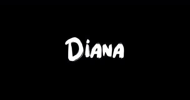 黛安娜在Grunge中的名字 解译了动画粗体文字字体对黑人背景的过渡效果 — 图库视频影像