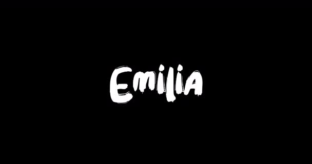 Emilia Kvinnor Namn Grunge Lös Övergång Effekt Animerad Fet Text — Stockvideo
