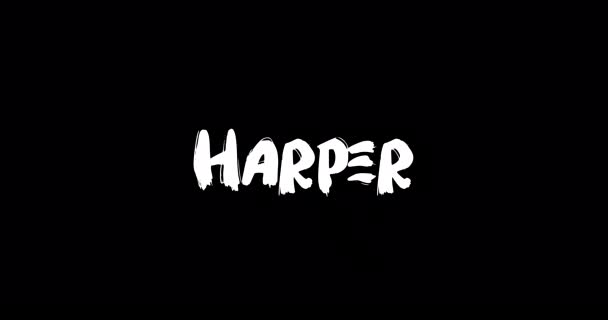 Harper Vrouwelijke Naam Digitale Grunge Overgang Effect Van Vet Tekst — Stockvideo