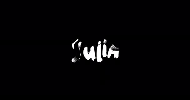 Julia Nombre Femenino Grunge Digital Efecto Transición Tipografía Texto Negrita — Vídeo de stock