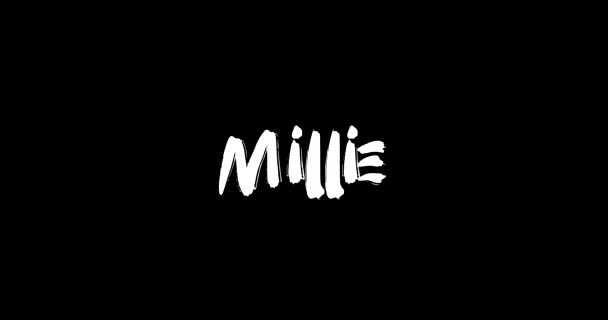 Millie Nombre Femenino Grunge Digital Efecto Transición Tipografía Texto Negrita — Vídeo de stock