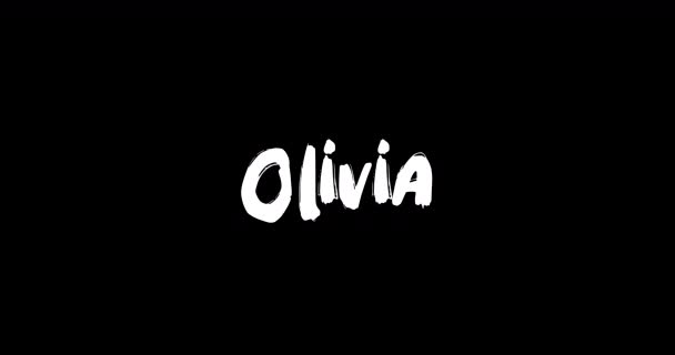 Olivia Vrouwelijke Naam Digitale Grunge Transitie Effect Van Vet Tekst — Stockvideo