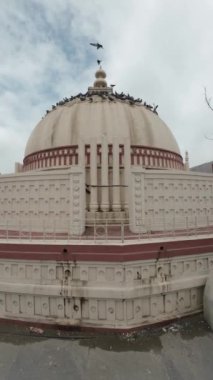 Göl kenarında küçük bir kubbede oturan güvercin ya da güvercin kuşları.