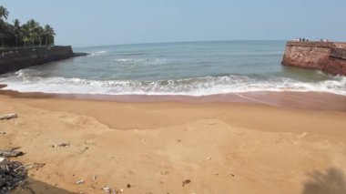 Sarı Kumsal Saran Dalgalar ve Deniz Kıyısı