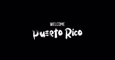 Hoşgeldiniz Porto Riko Ülke Adı Cesur Metin Tipografi Grunge Geçiş Efekti Siyah Arkaplan