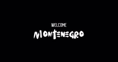 Grunge Geçişinin Siyah Arkaplan Üzerindeki Cesur Metin Animasyon Efektiyle Karadağ Ülke Adına Hoşgeldiniz