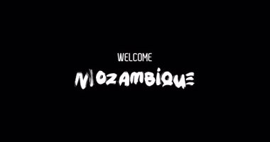 Hoşgeldiniz Mozambik Ülke Adı Cesur Metin Animasyon Efekti Grunge Geçişi Siyah Arkaplan