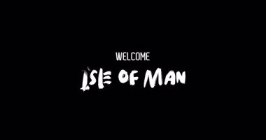 Man Country Adasına Hoşgeldiniz Siyah Arkaplanda Grunge Geçiş Efektinin Cesur Metin Tipografi Animasyon Efekti