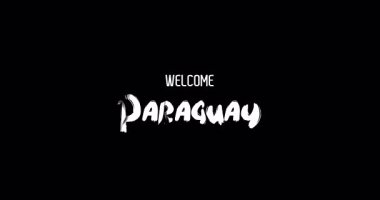 Hoşgeldiniz Paraguay Ülke Adı Cesur Metin Tipografisi Grunge Geçiş Efekti Siyah Arkaplan