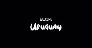 Hoşgeldiniz Uruguay Ülke Adı Siyah Arkaplan Üzerine Grunge Geçişi 'nin Cesur Metin Animasyon Efekti