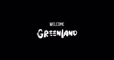 Hoşgeldiniz Grönland. Ülke Adı Siyah Arkaplanda Grunge Geçişinin Cesur Metin Tipografi Animasyon Efekti
